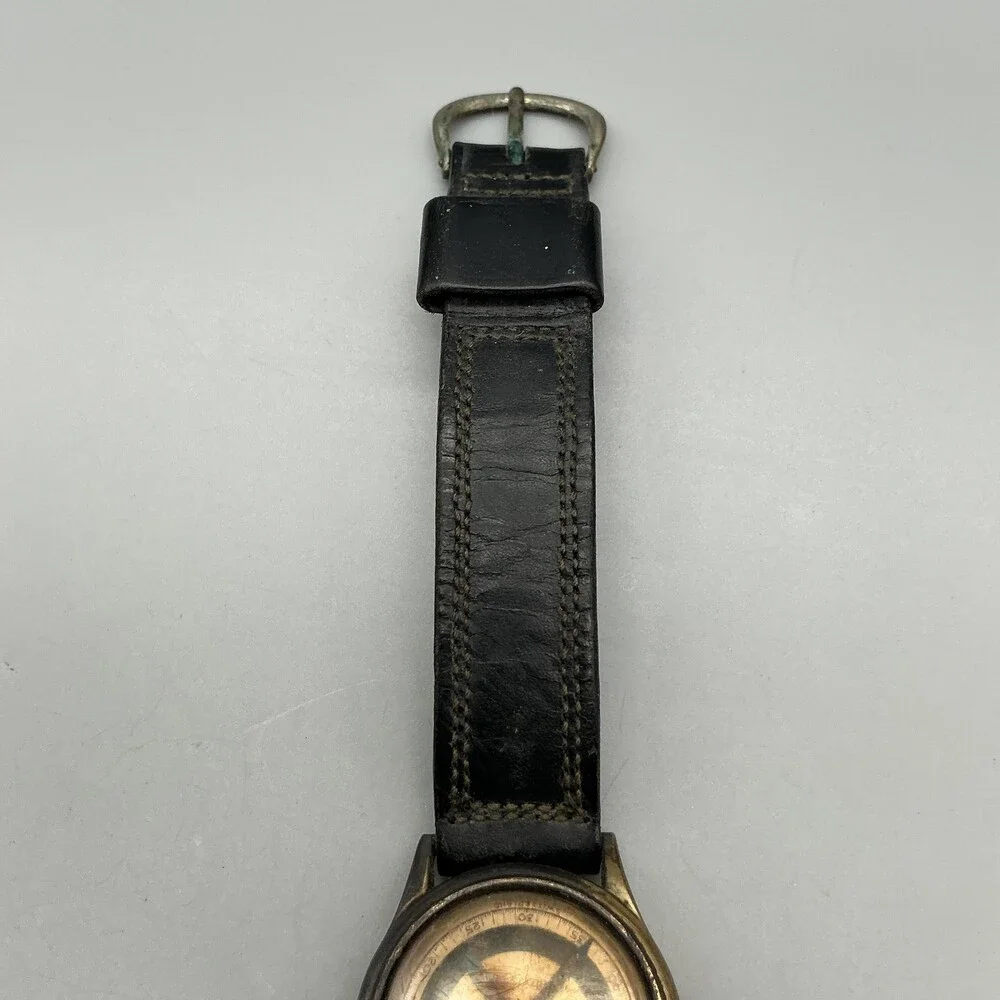 Vintage Gruen Veri-Thin Precision Mens Watch 28mm Gold Black Manual For Parts